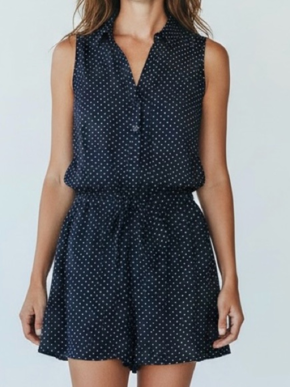 NY& Co Shorts Romper Size S Navy Star Print Sleeveless Tie Waist